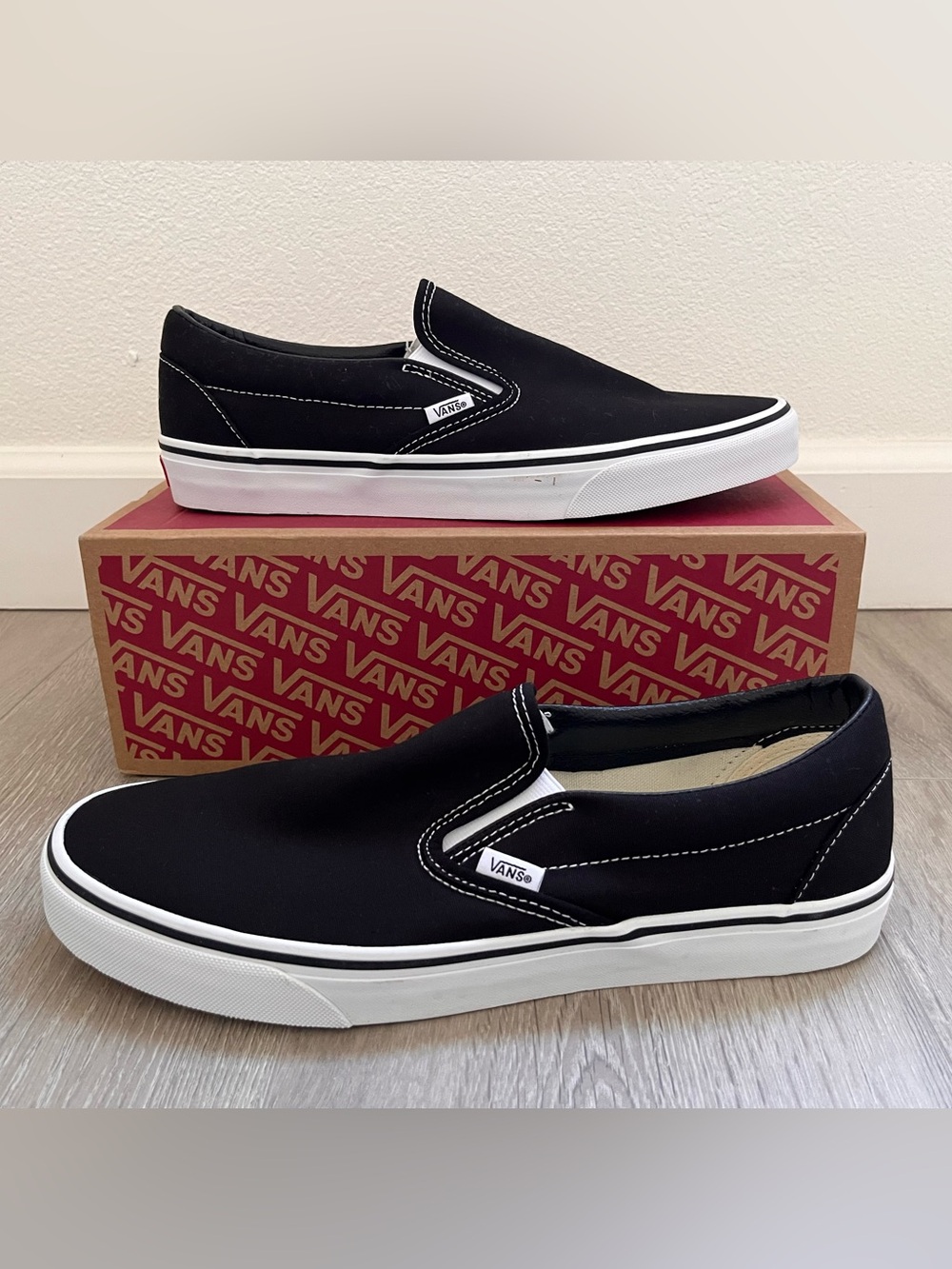 Vans Black Slip-On Sneakers with White Sole
